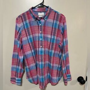 J.Crew Long Sleeve classic fit Plaid Popover size 14